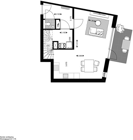 Floorplan - Rozenstraat Bouwnummer E.006, 5014 AJ Tilburg